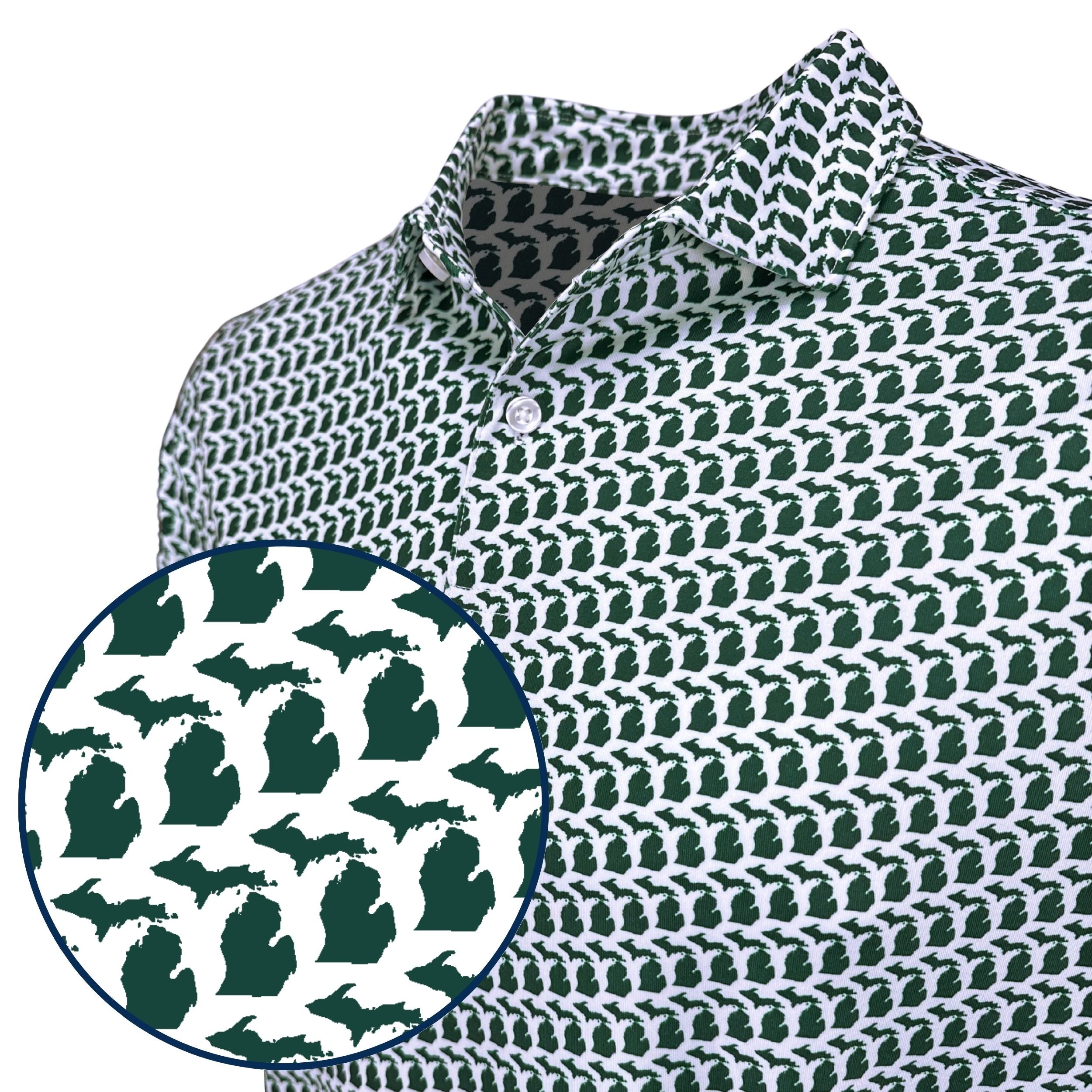 Michigan Green Print Polo